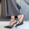 Silk bag head sandals women's thin heels pointed rhinestones sexy straps Roman shoes 2025 summer new temperament high heels