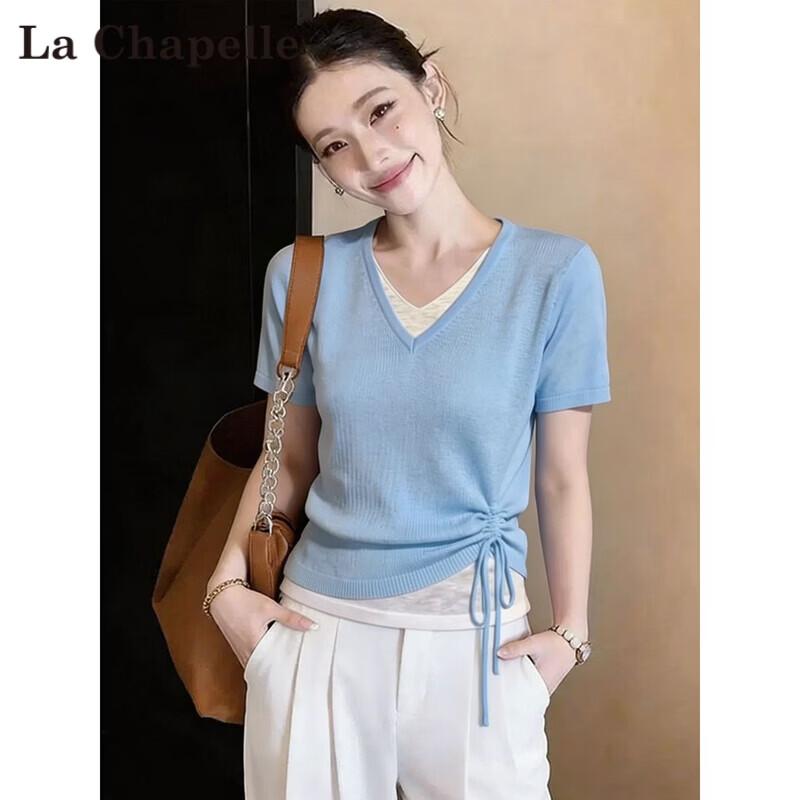 La Chapelle Women s Korean Style Tie-Waist Short Sleeve T-Shirt M