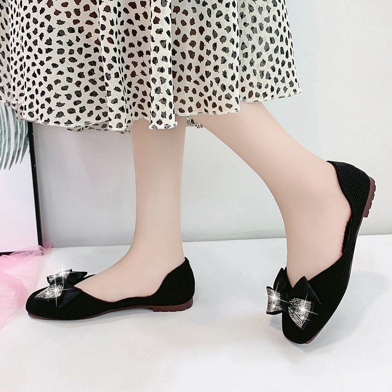 Square Head Shallow Mouth Bow Fairy Shoes 2025 Spring and Summer New Shoes Women's Flat Single Shoes Women