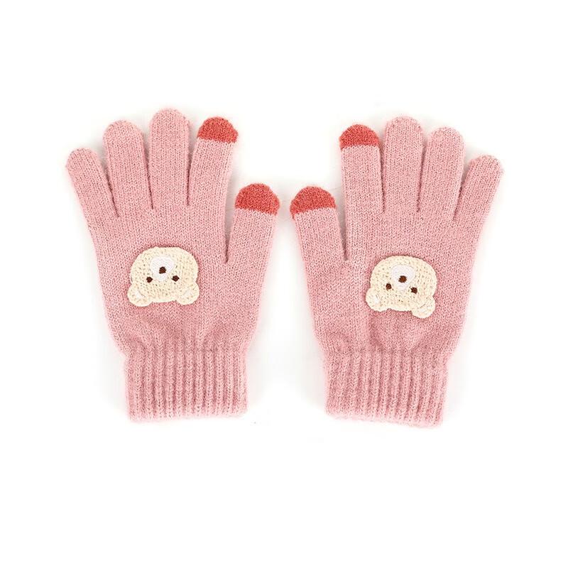 Kids' Winter Knit Bear Pattern Five-Finger Gloves