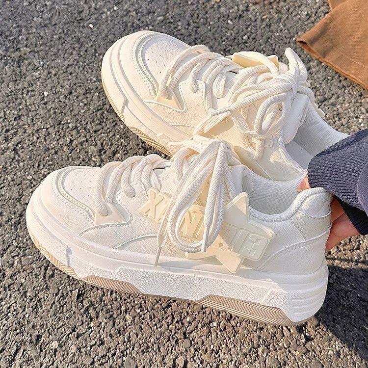 

Кроссовки для скейтбординга на платформе, женские, модные, универсальные, повседневные, спортивные, белые, новые модели на весну 40 бежевый