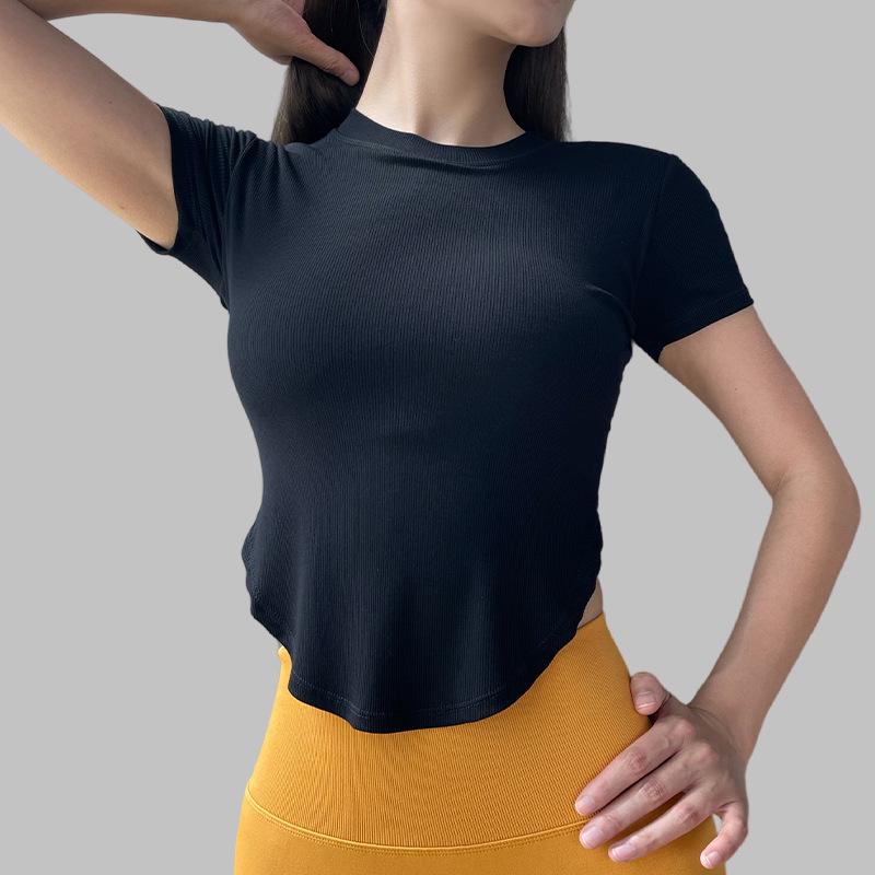 

Женская быстросохнущая футболка для йоги облегающего кроя для бега и тренировок Medium чёрный