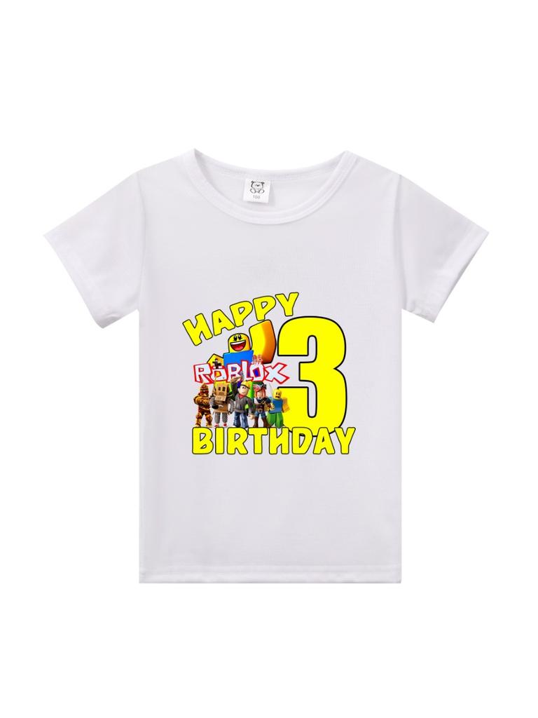 Summer Roblox Children Birthday Number T Shirt Girl Boy Clothes Baby Cotton Tee Shirts Party Short Sleeve Tops Toddler Gifts