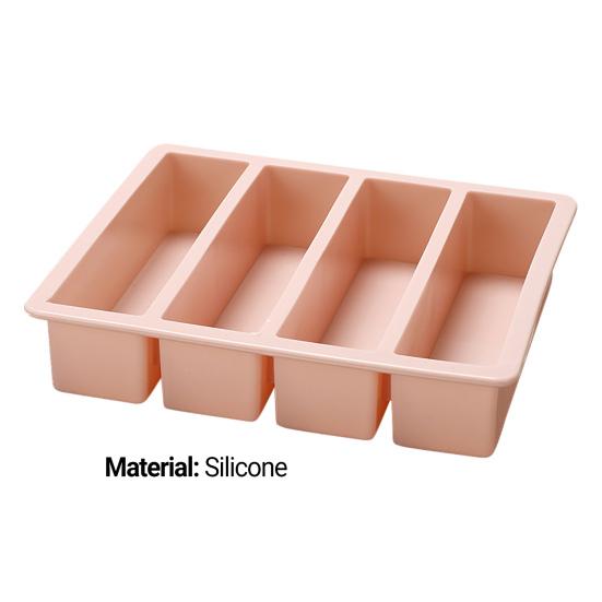 Ice Cube Non-sticky Tray Multi-purpose Flexible 4 Grids Long Silicone Ice Cube Pudding