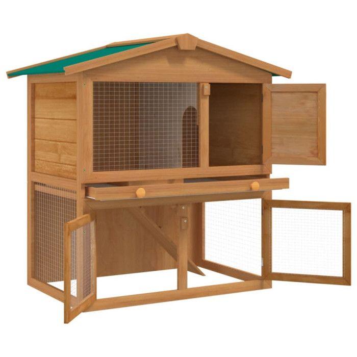 VidaXL Clapier d'extérieur Enclos pour petits animaux 3 portes Bois