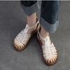 Johnature Sandali intrecciati traspiranti scavati Scarpe da donna in vera pelle stile romano retrò