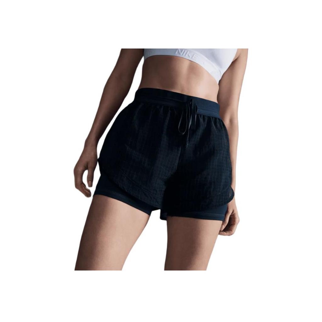 Nike Running Division Lace-Up Mid-Rise Two-In-One Three-Quarter Sports Shorts Women Shorts Deep-Sea-Blue FV6362478