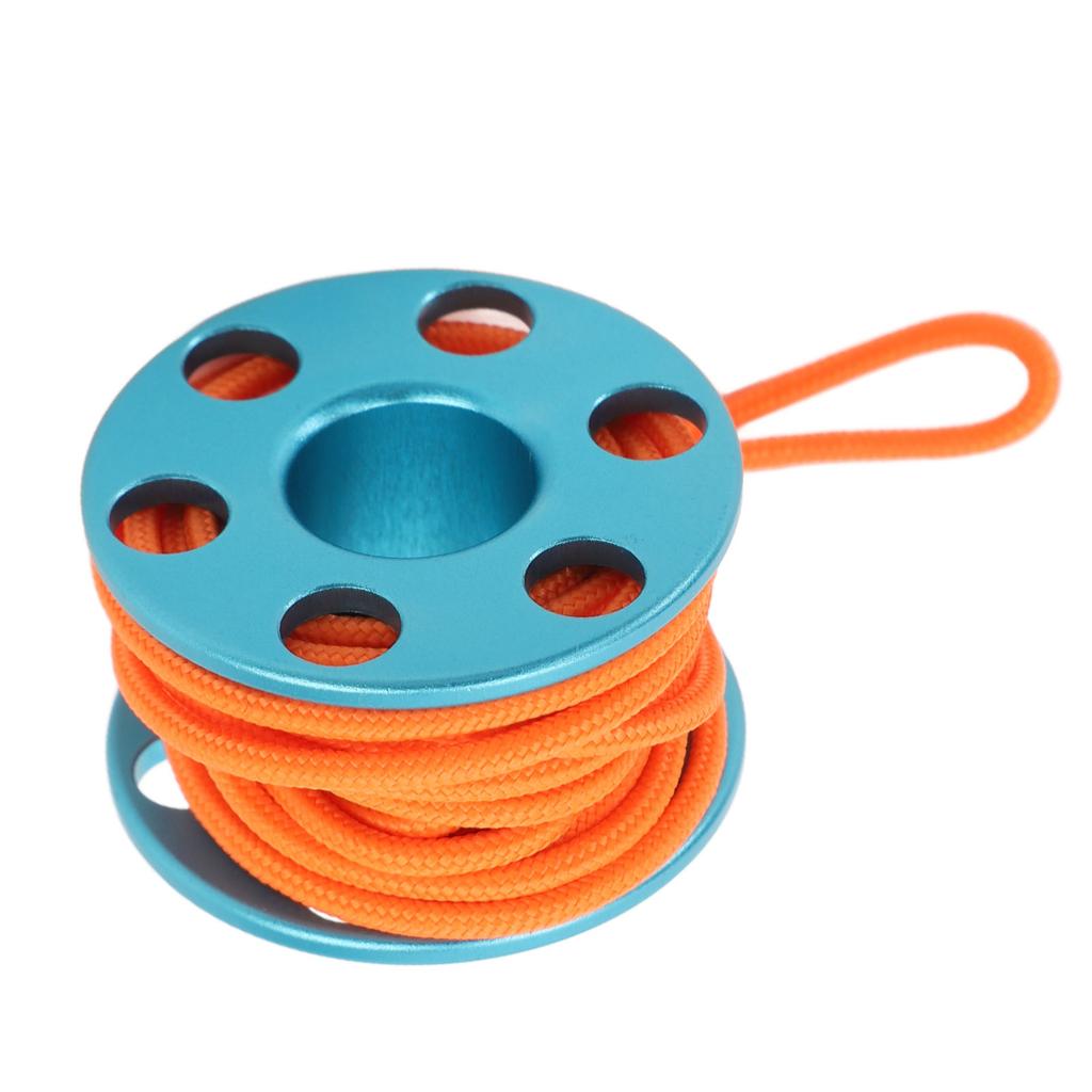 Scuba Diving Finger Reel Aluminum Alloy Mini Finger Spool Reel Pendant with Glow in The Dark Nylon Guide Line for