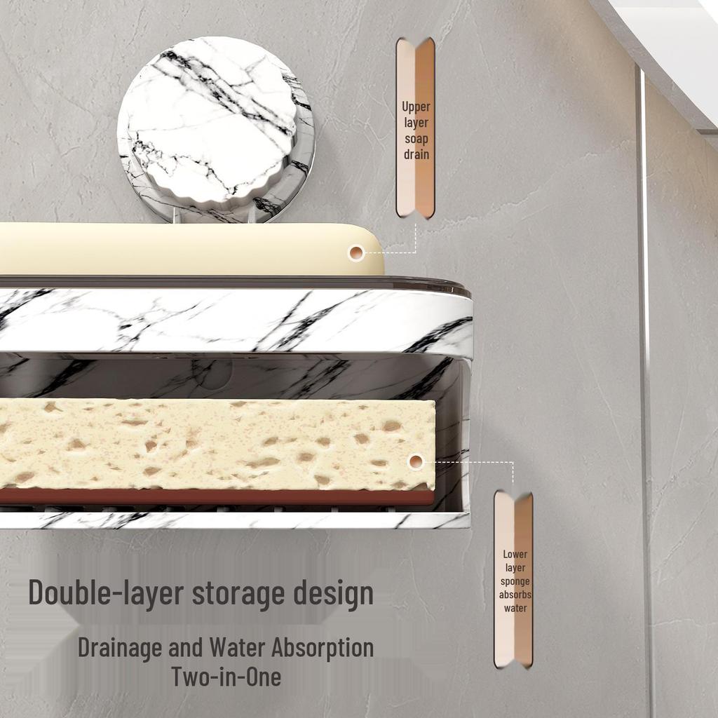 Wall-Mounted Suction Cup Soap Dish: Quick-Drying, Non-Slip, No-Punch Installation