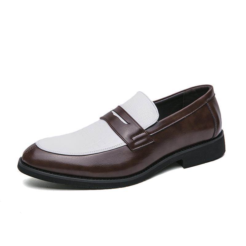 Men`s Black & White Patchwork Leather