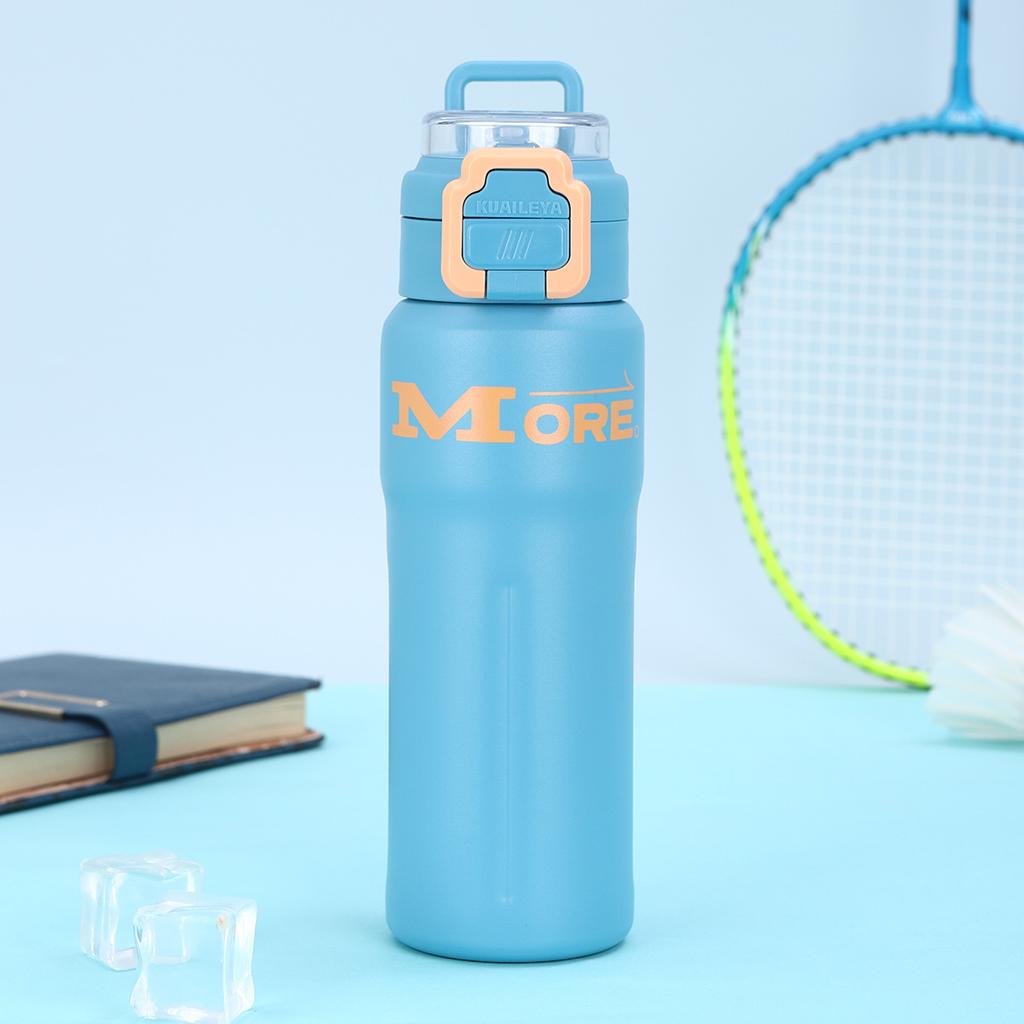 Neue Edelstahl-Thermosbecher Große Kapazität Doppelkugeldeckel Wasserbecher Hohe Optik Horizontale Sport-Trinkflasche mit Griff