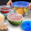 Tapa de silicona elástica ajustable para alimentos, tapas universales ampliables para latas, platos, cuencos, cocina elástica reutilizable, 6 unids/lote