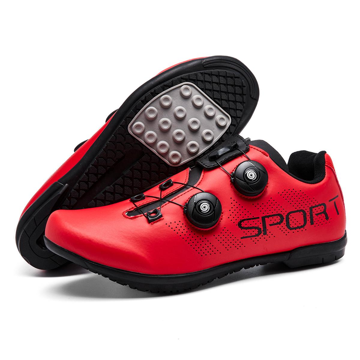 

Новые велосипедные туфли с резиновой подошвой для улицы Дышащие и удобные профессиональные спортивные резиновые велосипедные туфли 38 красный