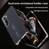 For Samsung Galaxy Z Fold SE Nappa Leather Case Finger Grip Strap Holder Auto-Rebound Hinge Camera Lens Protection Plated Cover