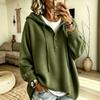 Women's Color Long Sleeve Hooded Button Loose Sweater Top