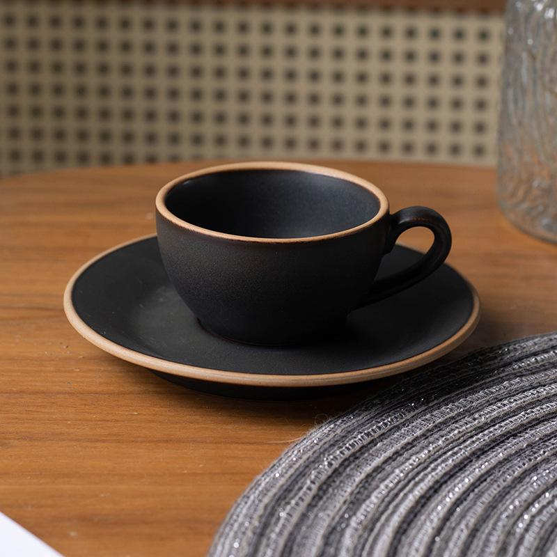 

простий керамічний ретро набір чашок-кружок, офісний креативний набір для післяобіднього чаю, грубозерниста керамічна кавова чашка з блюдцем ml