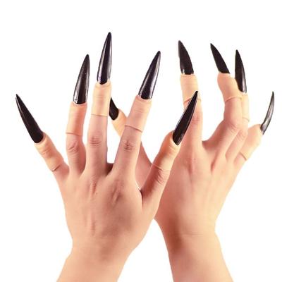 10 pièces Zombie Sorcière Doigts Faux Ongles Ensemble Couvre Décoration d'Halloween Accessoire Sorcière Fantôme Griffes de Doigts Faux