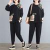 Plus Size Women's Suit Covers Big Belly and Fat Spring and Autumn Fashion Loose Long-sleeved Casual Two-piece Set