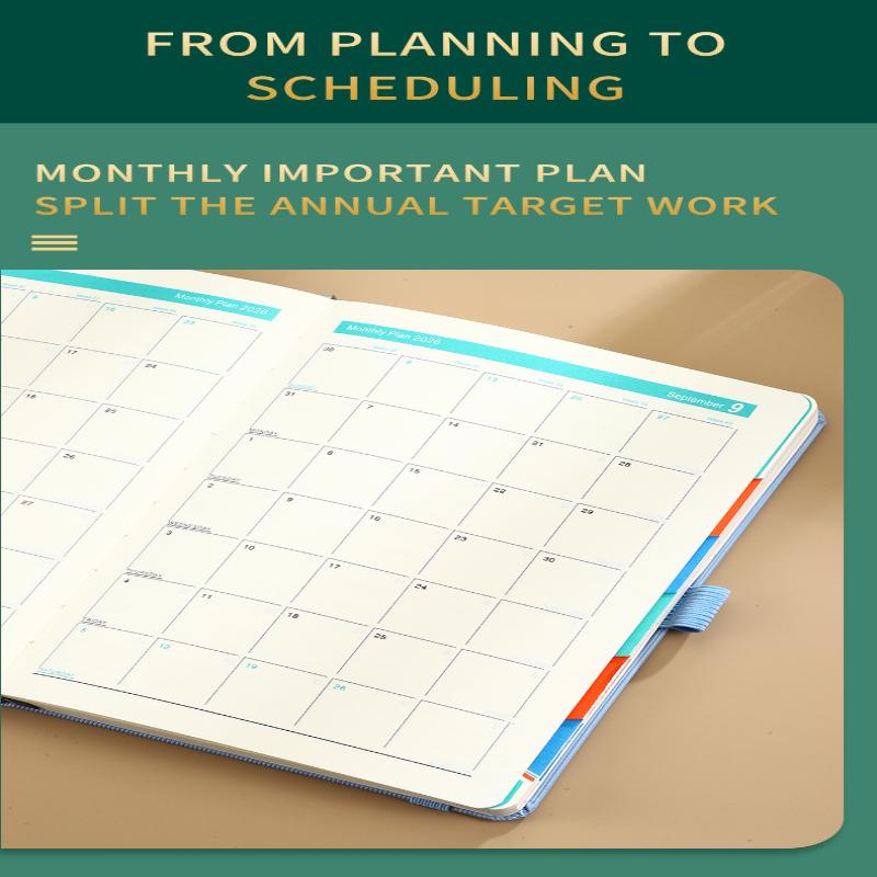 High-Quality 2026 Planner Notebook Daily Weekly Monthly Calendar Planner A5 Size With Faux Leather Cover For Business Student