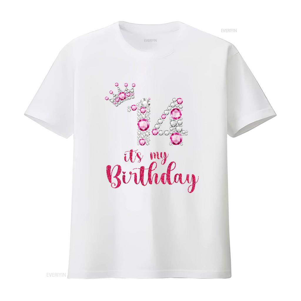 14 It s My Birthday 14th Years Old Bday T Shirt vintage Washed Unisex Versatile Soft Stretched Breathable graphic Casual
