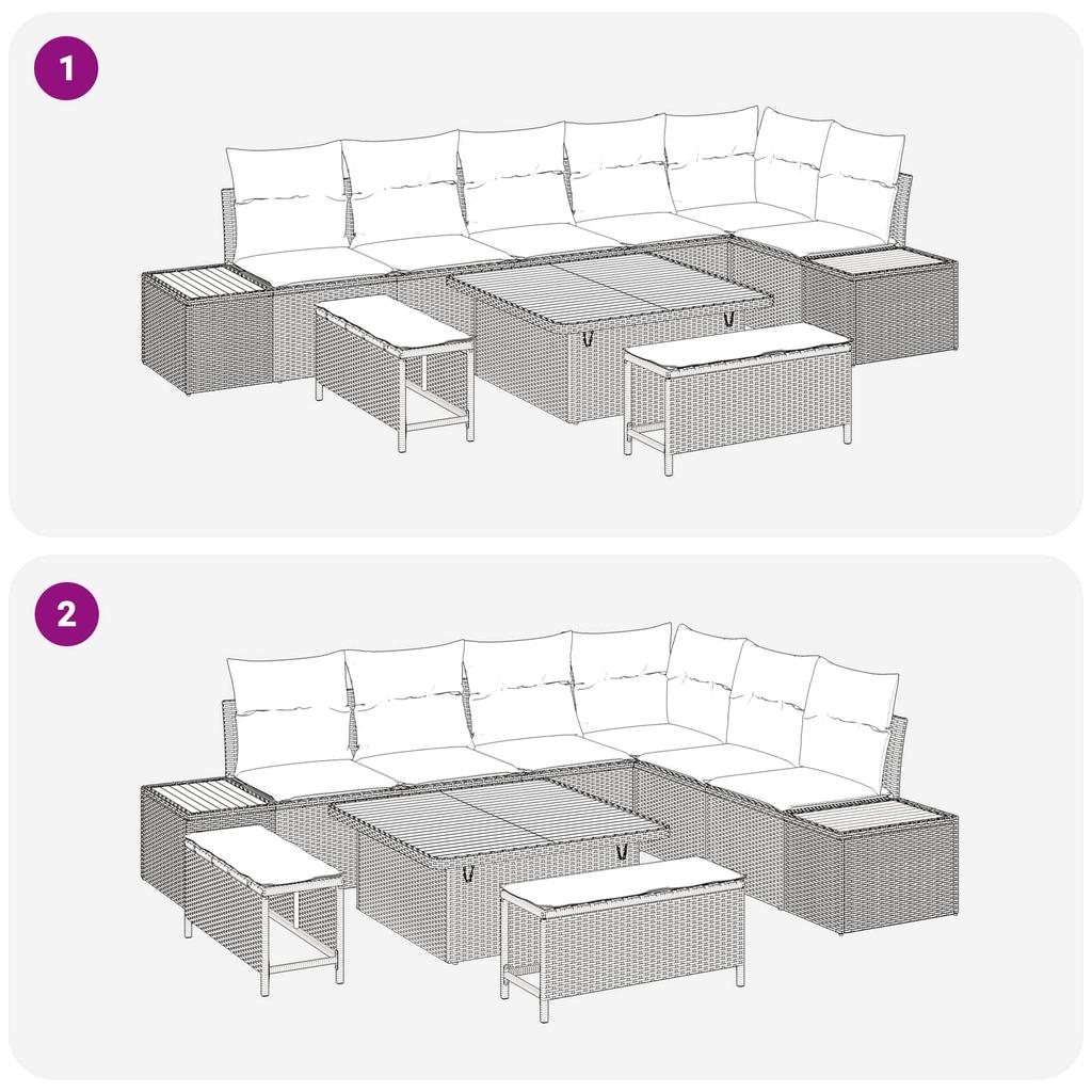 9 Piece Garden Sofa Set with Cushions Black