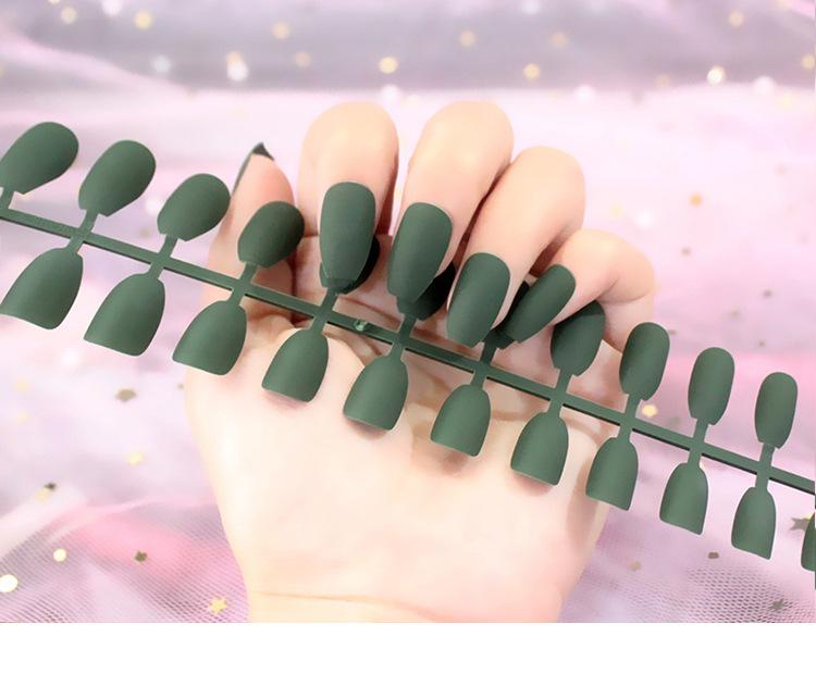 24pcs/set DIY Quick Nails Matte Frosted Long T Solid Color False Nails Multi-color Strips Finished Wear Manicure