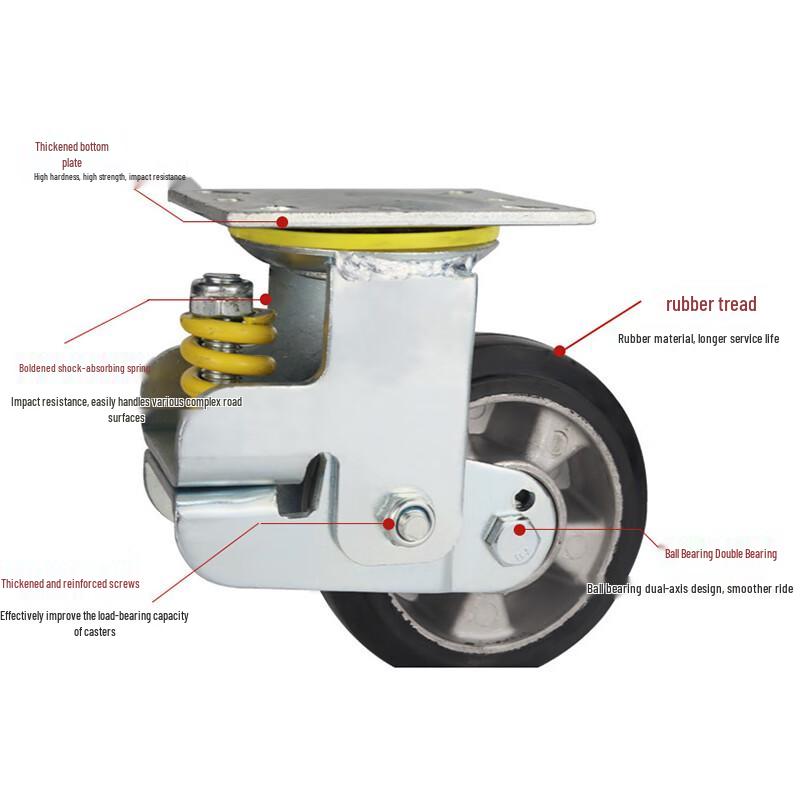 Guanmo 8-inch Spring Shock-Absorbing Swivel Caster