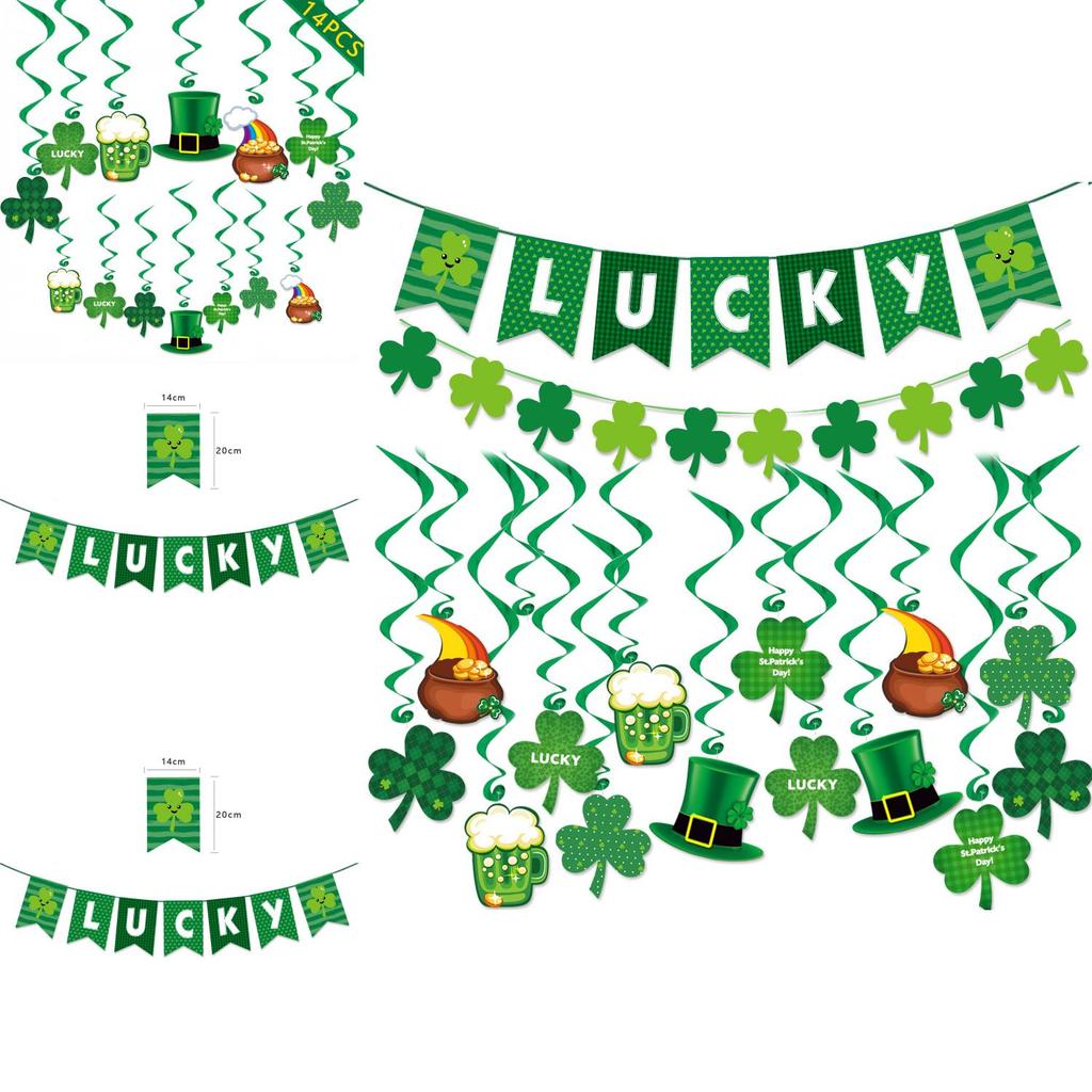 St.patrick's Day Party Supplies Clover Flag Ball Bar Bar Atmosphere Decorations