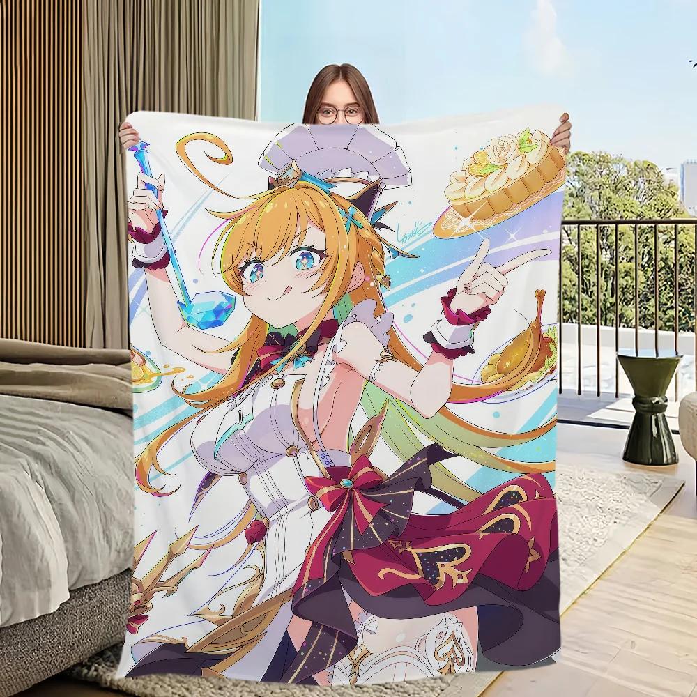 Warm Plush Throw Blanket Soft Flannel for Sofa Bedroom Office Travel Perfect Gift for Game Room and Genshin Fans
