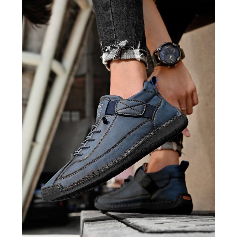 Men's Casual Leather Shoes,Ankle Boots Lightweight Loafers,Mid Top Walking Driving Shoes
