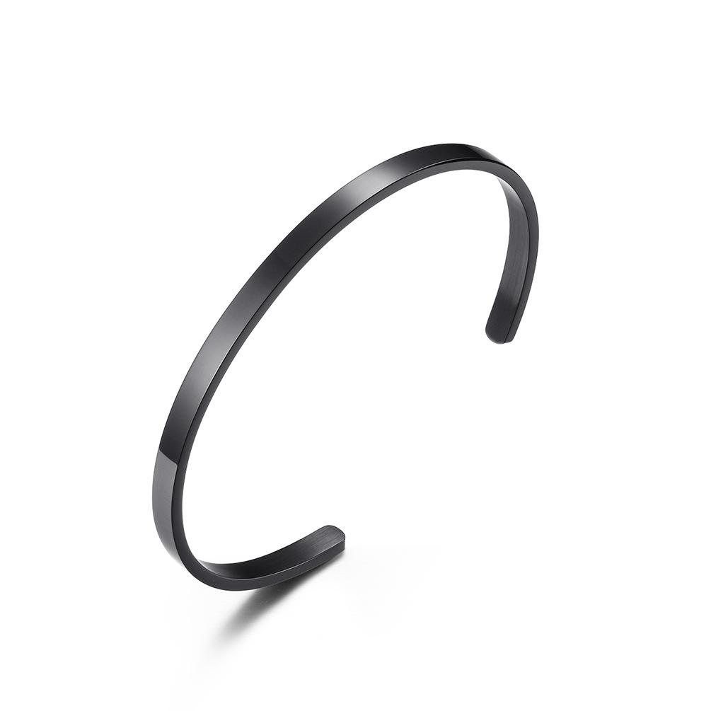 Unisex Simple Smooth Surface 4MM 6MM 8MM Titanium Steel Open Bracelet Laser Engraving Bracelet