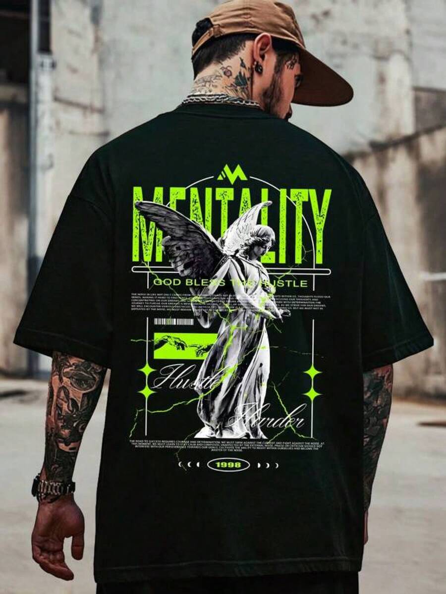 

Graphic-Shirt Cotton Tees Size PlusManfinity LEGND Men s Angel And Slogan Print T-Shirt, Manfinity 5XL різнокольоровий