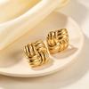 Fashion Accessories Square Braided Earrings Niche Asymmetrical Geometric Texture Earrings Stainless Steel Gold Plated Earrings