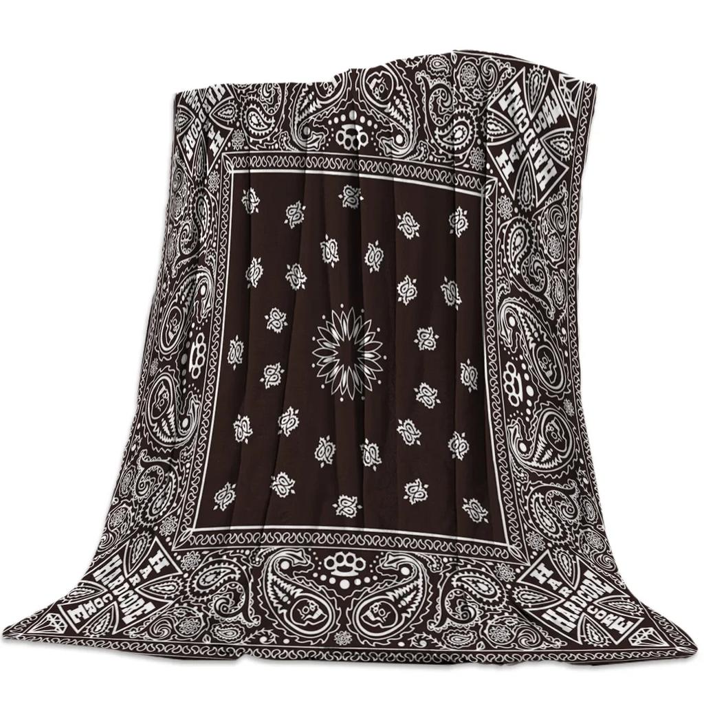 Bandana Pattern Flannel Blanket for Bed Sofa Portable Soft Fleece Throw Funny Plush Bedspreads