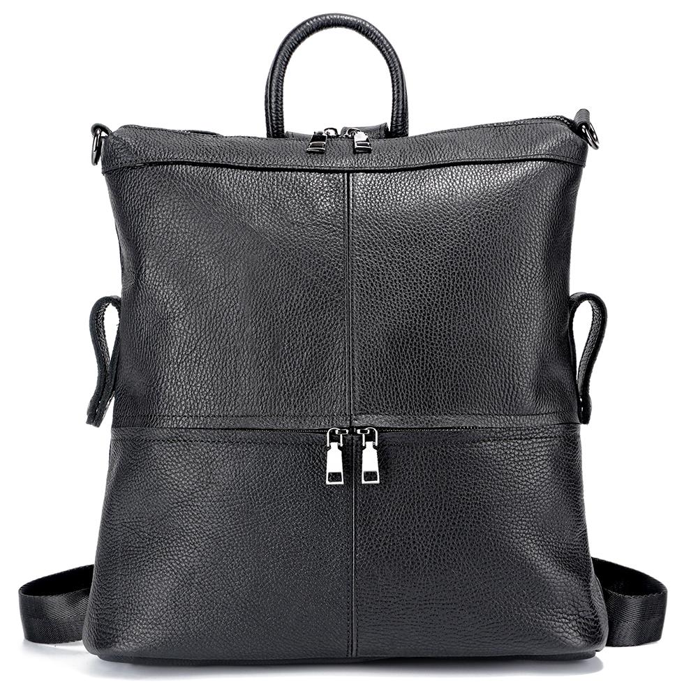 

Zency Женская мода натуральная кожа рюкзак дорожный рюкзак большой емкости рюкзак для iPad A4 книга школьная сумка через плечо саквояж чёрный