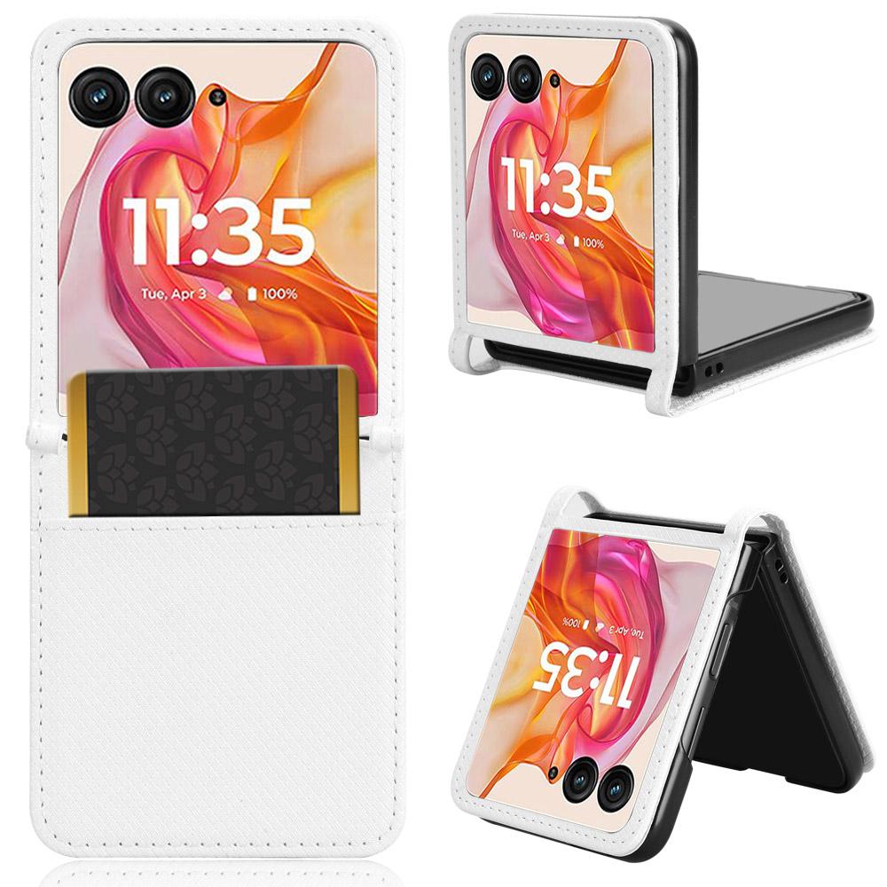 

For Motorola Razr 50 Ultra 5G/Razr+ 2024 5G Case Card Holder PU Leather Phone Cover White