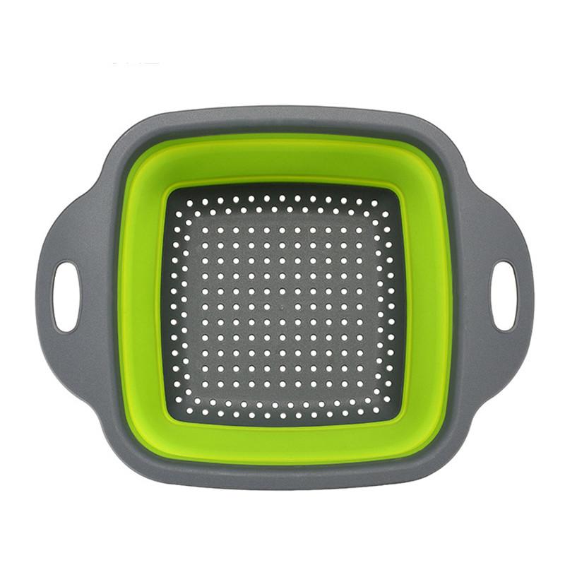 Folding Silicone Drain Basket Fruit Vegetable Washing Basket Foldable Strainer Colander Collapsible Drainer Kitchen Storage Tool Set