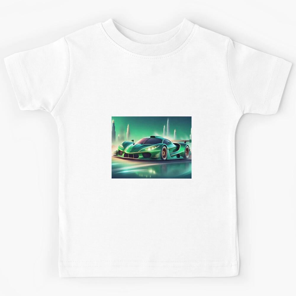 Epic Green Sports Race Car Design Kids T-Shirt 140