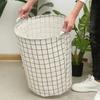 Household Dirty Clothes Basket Large Capacity Collapsible Plaid Fabric Toy Storage Bucket Storage Dirty Clothes Basket