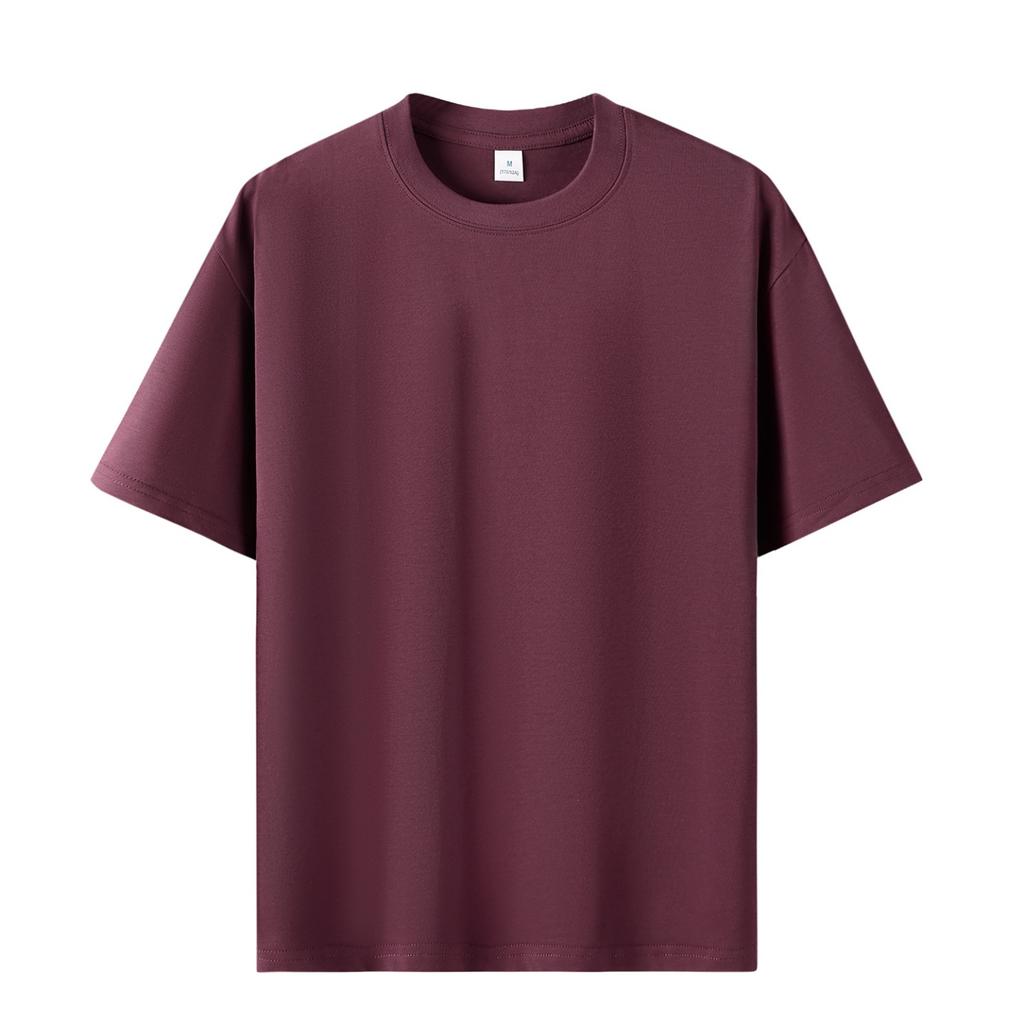 Unisex Round Neck Short Sleeve Loose Fit T-Shirt Cotton Solid Heavyweight Top