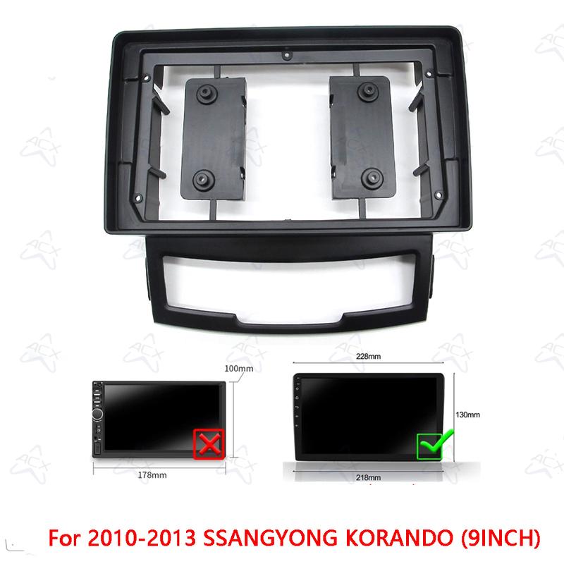 9Inch Car Radio Fascias For 2010-2013 SSANG YONG KORANDO Android Stereo Frame Player 2 Din Head Unit Panel Dash Trim With Cable