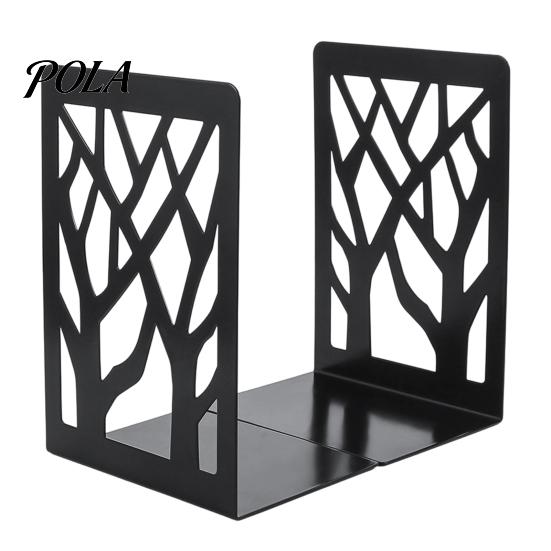 Smooth Edge Bookends 1 Pair Tree of Life Decorative for Shelves, Heavy Duty Bookshelf Metal Organizer, Hollow Book Holder Stoppers Desk, Office