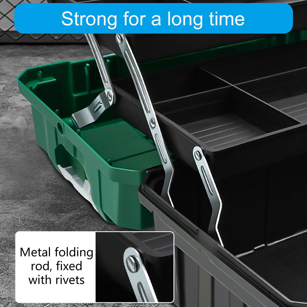 Multiple Compartment Portable 17inch Folding Tool Box With 3 Layers Large Capacity Storage Organizers Suitable For Tool
