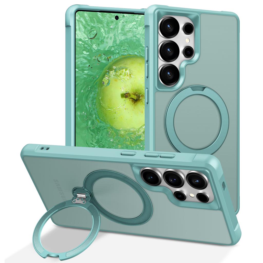 For Samsung Galaxy S25 Ultra Magnetic Case Kickstand TPU PC Shockproof Phone Back Cover