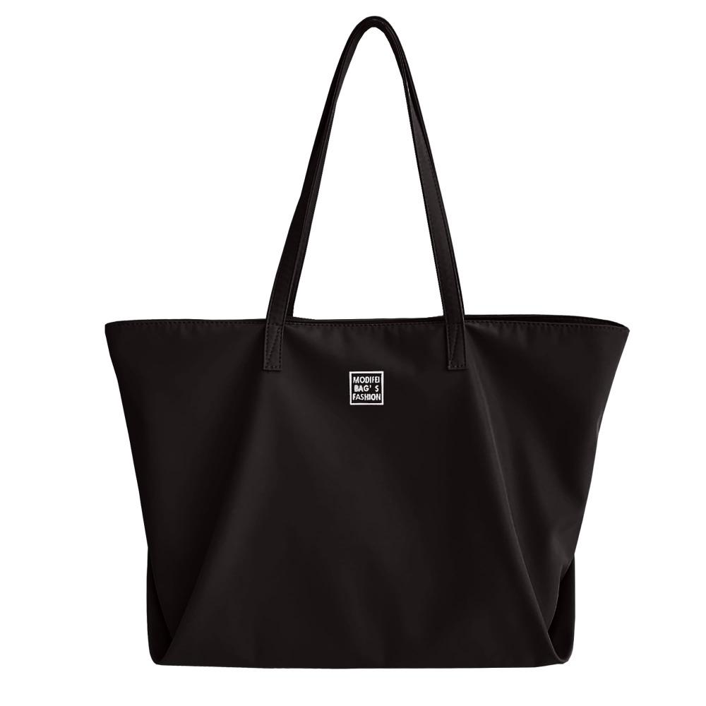 

Nylon Tote Bags for Women with Zipper Large Capacity Women Handbag Waterproof Messenger Shoulder Bag чёрный