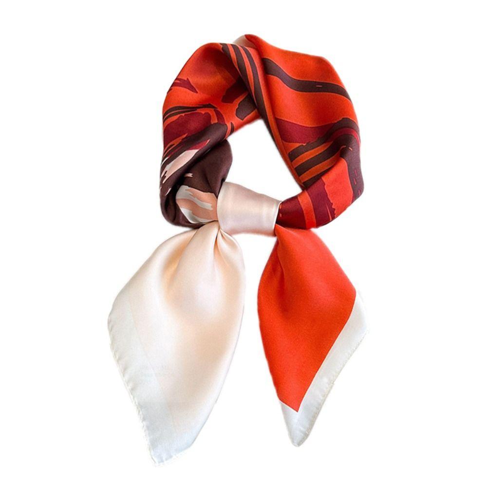 Square Lily Scarves Wrap Polyester Women Satin Hijab Fashion Silk Hair Bands Female Accessories