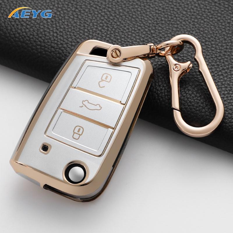 New Tpu Car Remote Key Case Cover Shell For Vw Volkswagen Golf 7 Mk7 Tiguan Mk2 For Seat Ateca Leon Fr 2 Ibiza Auto Accessories