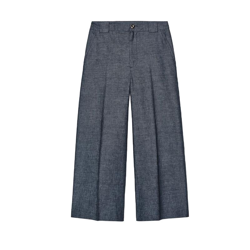 Spring and Summer New Linen Blend Pleated Vest 2746785 High Waist Wide Leg Casual Trousers 2834785