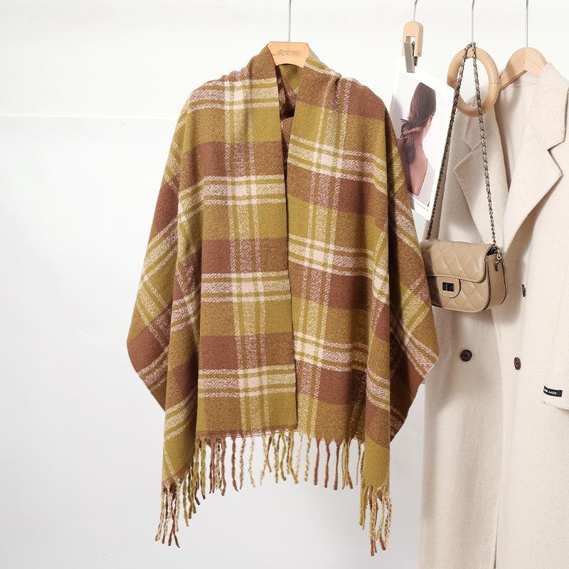 Women Winter Vintage Knitted Scarf Headscarf Ladies Men Casual Preppy Plaid Tassel Warm Scarve Mujer Male Foulard Wrap Shawl New