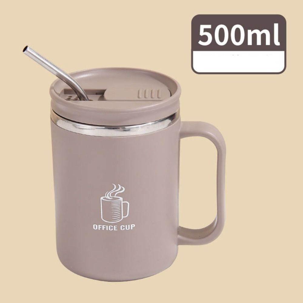 304 Stainless Steel Insulated  Coffee Cup with Drinking Straw Thermal  Water Cup Mug  Drinking Cup
